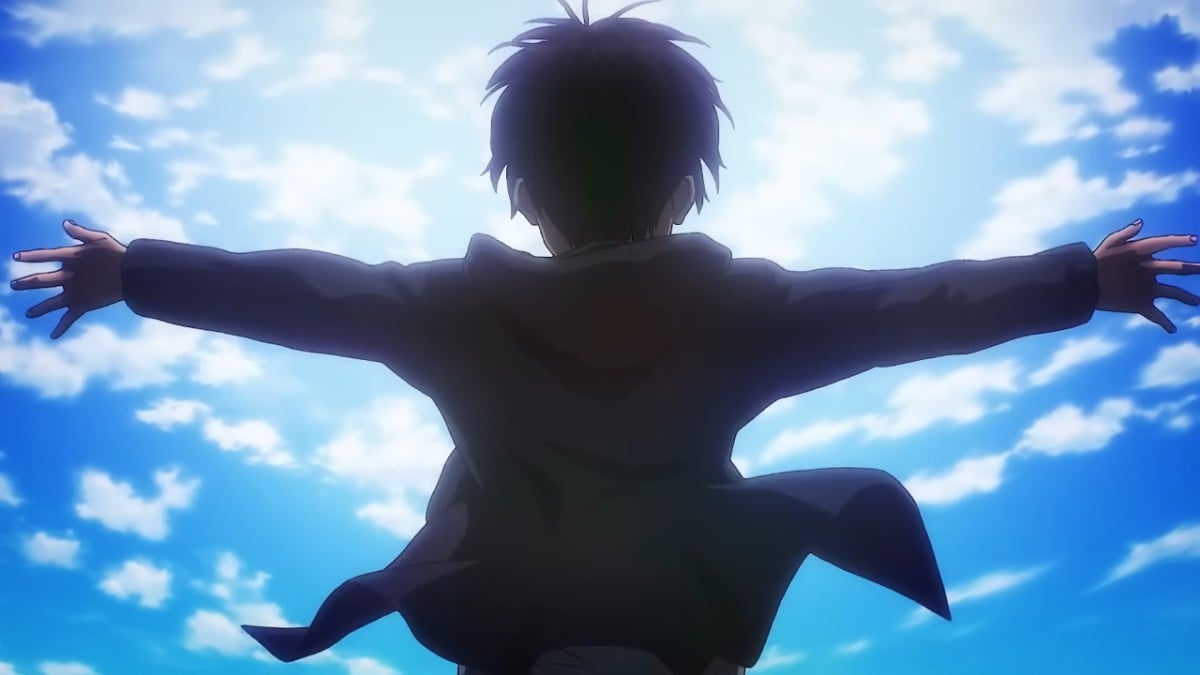 Attack on Titan Season 4 Part 3 screencap of Eren reaching out to the sky