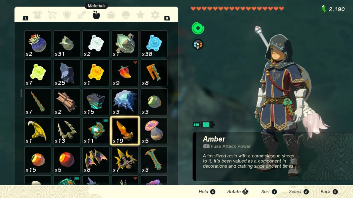 Amber Farming locations TOTk