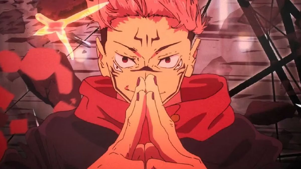 Sukuna putting his hands together in Jujutsu Kaisen's Shibuya arc