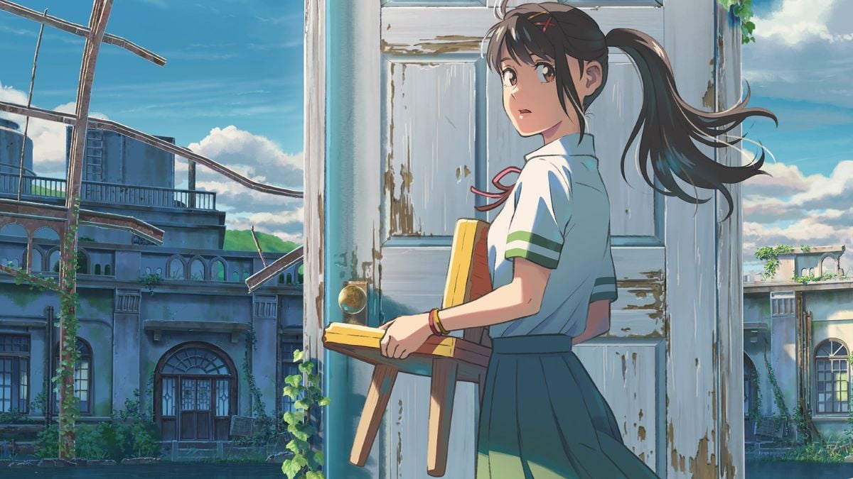10 Best Anime Movies On Netflix You Can Watch Right Now Suzume-official-poster-art-of-the-main-character-holding-a-small-wooden-chair