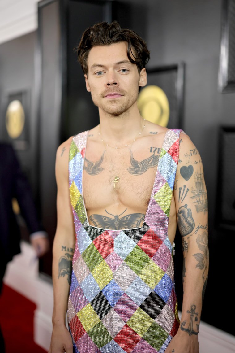 Harry Styles arrives at the Grammy   Awards.